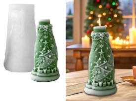 Molde silicona botella Navidad con arbolito